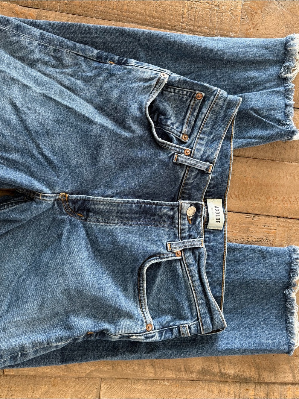 Agolde Medium Blue Raw-Hem Straight Leg Jeans Size 26